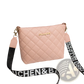 Quilted Chain Messenger Bag with Striped Crossbody Strap