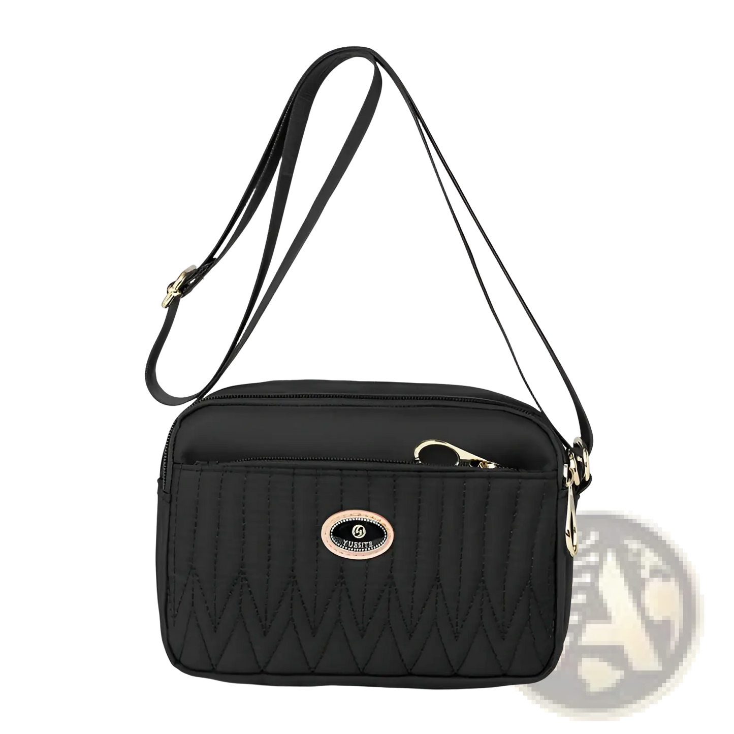 Quilted Crossbody Bag with Gold Hardware and Strap