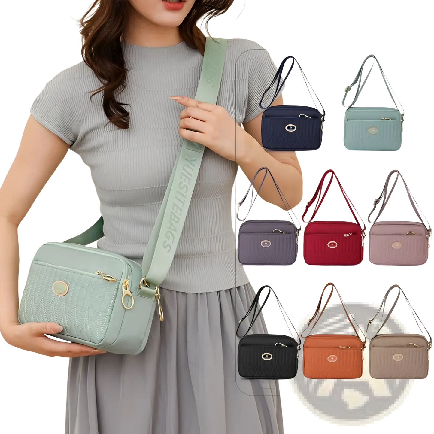 Quilted Crossbody Bag with Gold Hardware and Strap