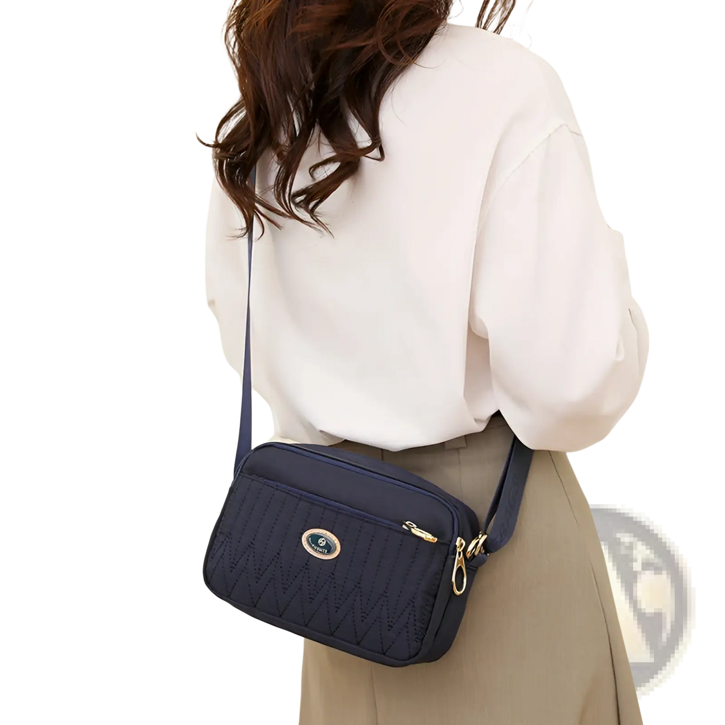 Quilted Crossbody Bag with Gold Hardware and Strap