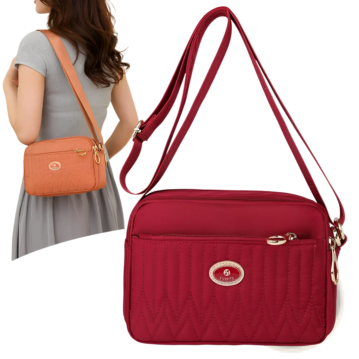 Quilted Crossbody Bag with Gold Hardware and Strap