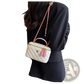Quilted Diamond Chain Crossbody Bag with Pu Leather
