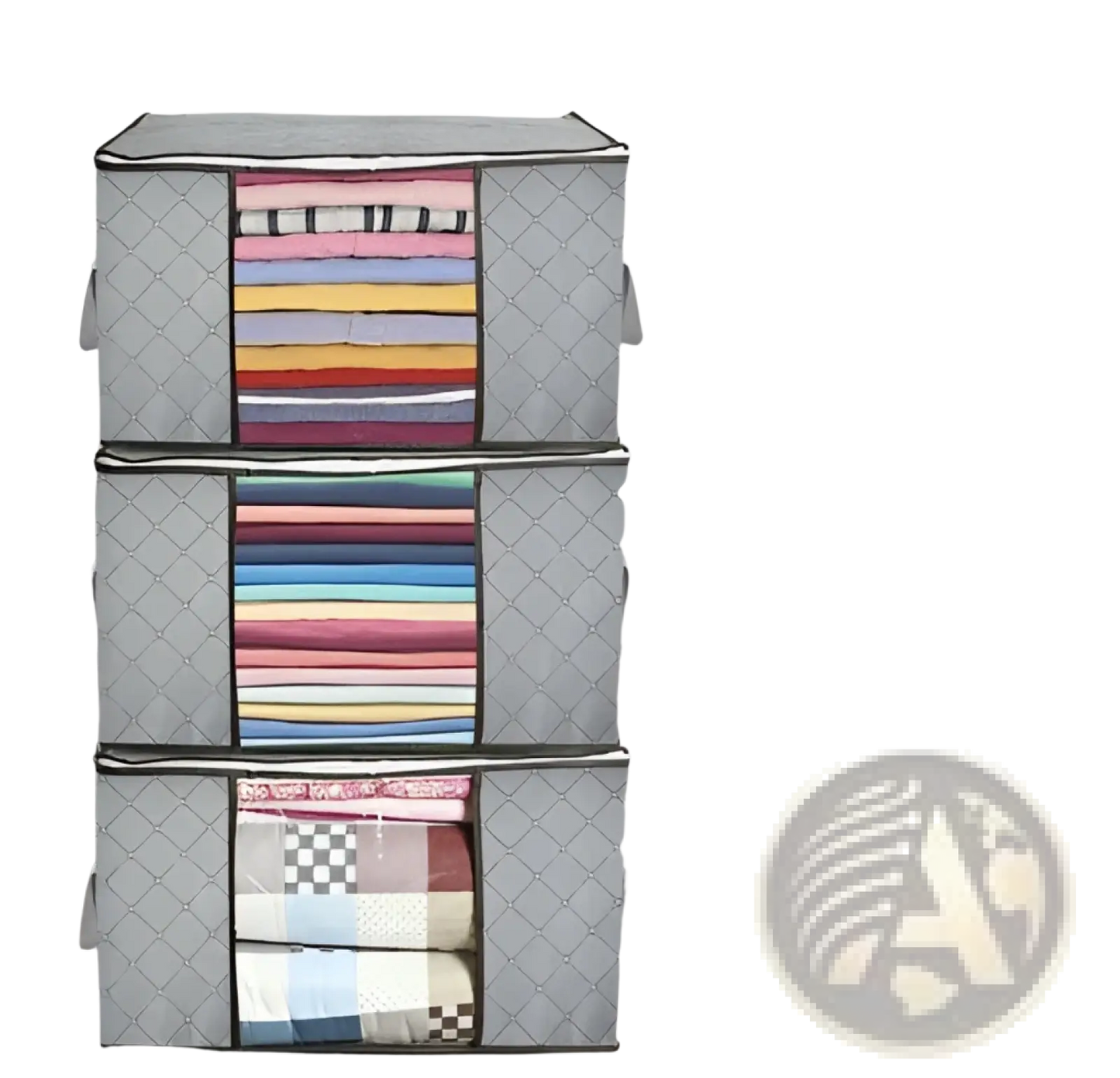 Quilted Fabric Clothes Storage Bags 3 Pack Set