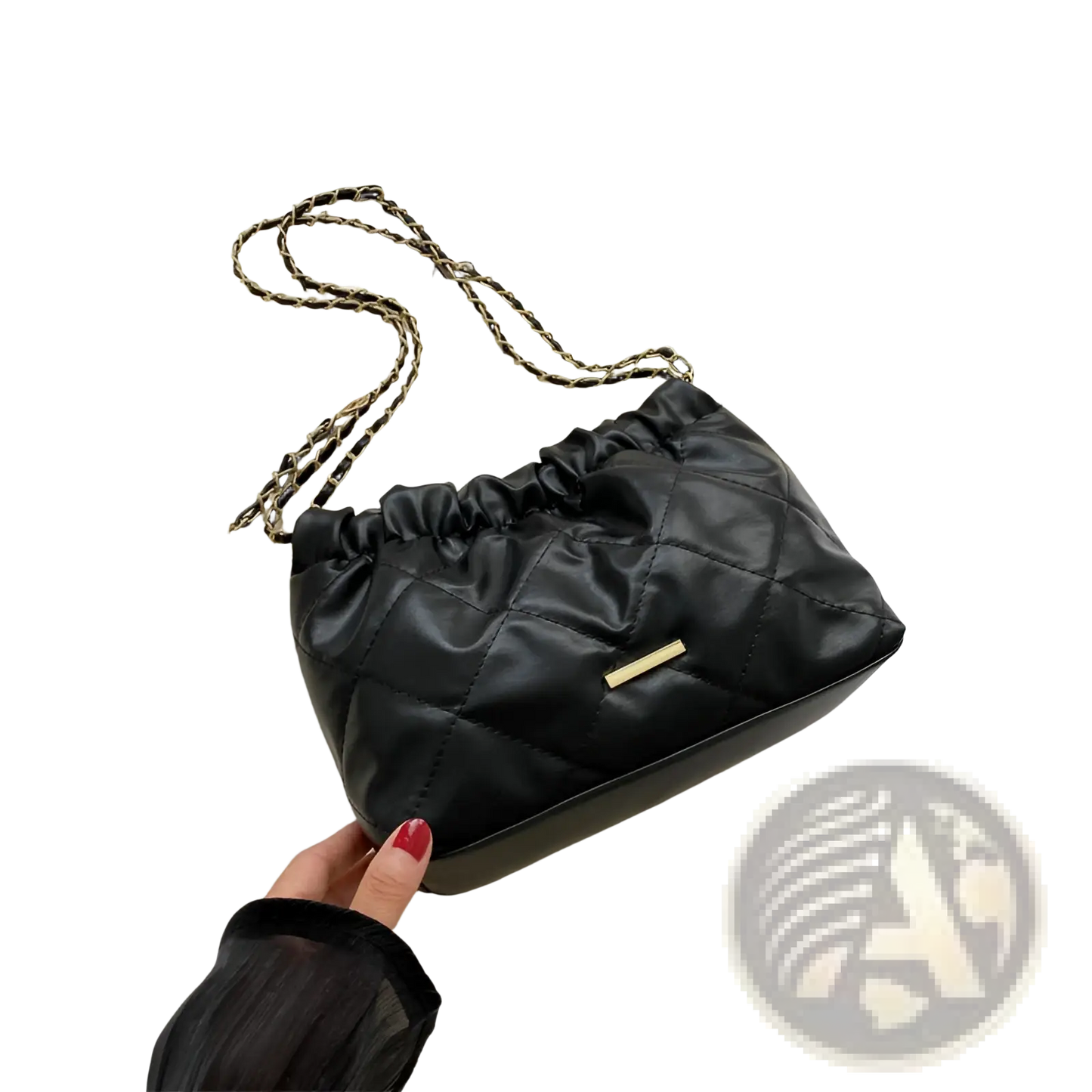 Quilted Faux Leather Crossbody Bag with Chain Strap