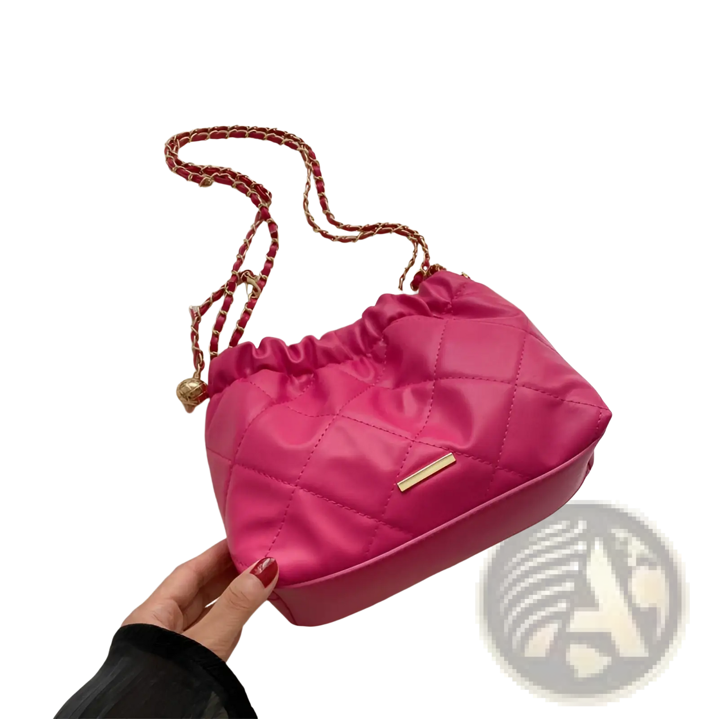 Quilted Faux Leather Crossbody Bag with Chain Strap