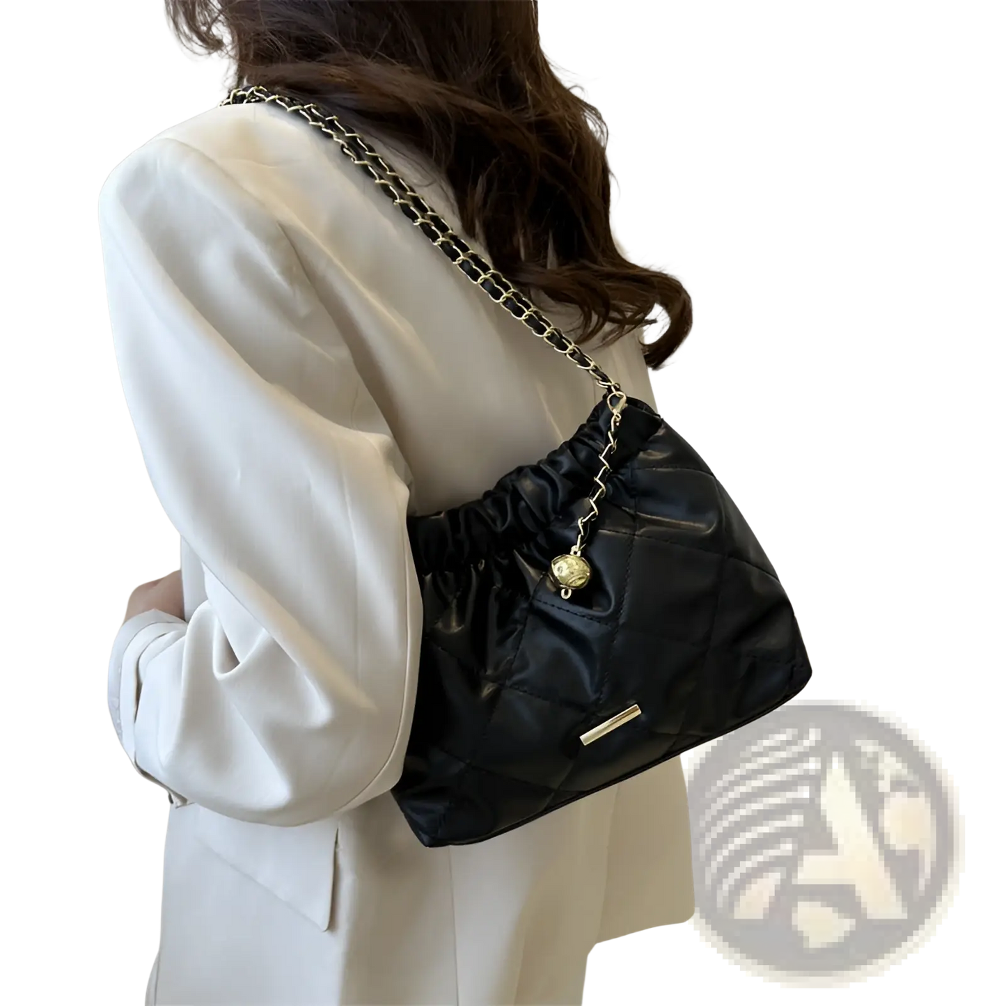 Quilted Faux Leather Crossbody Bag with Chain Strap