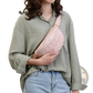 Quilted Faux Leather Waist Bag for Women