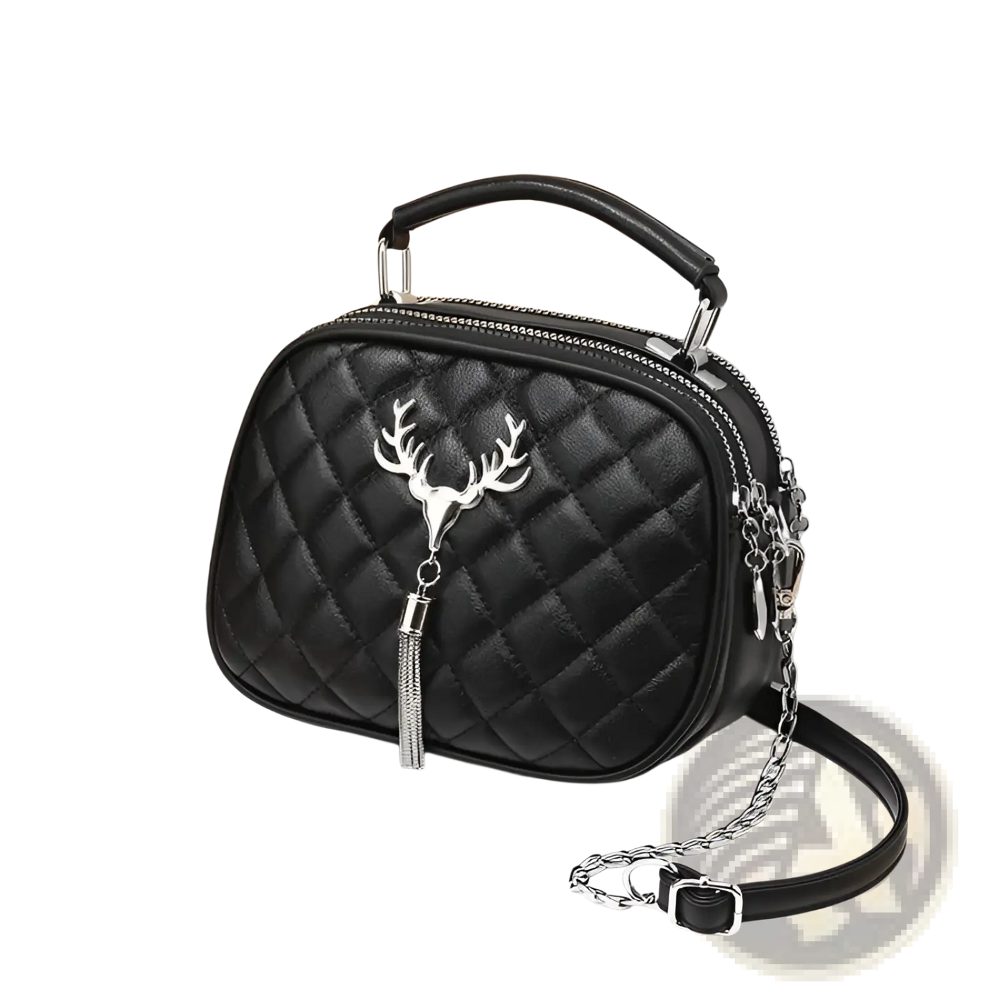 Quilted Handbag with Silver Hardware Chain Strap