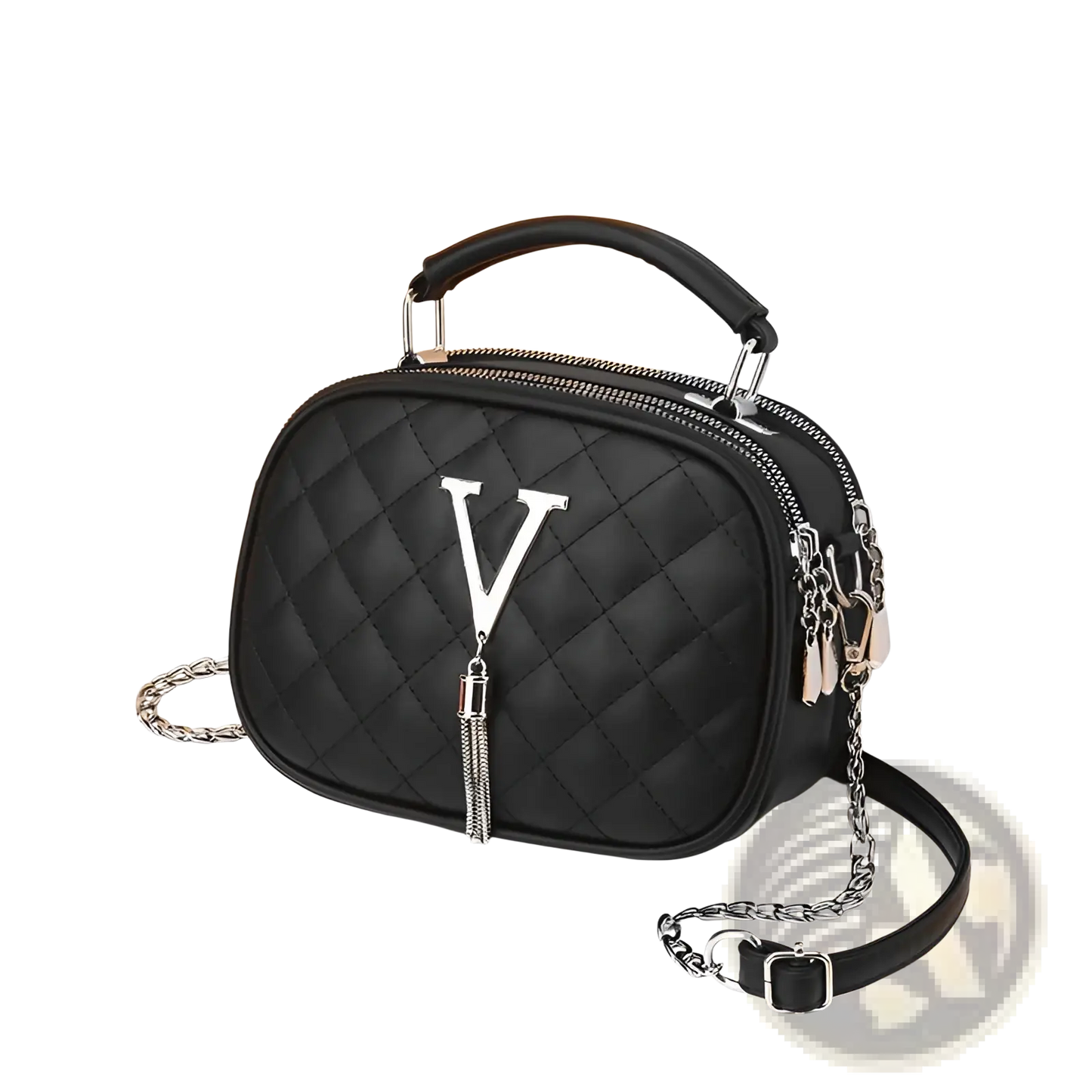 Quilted Handbag with Silver Hardware Chain Strap