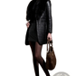 Quilted Leather Coat with Plush Fur Collar