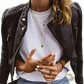 Quilted Leather Moto Jacket Slim Fit Women's Coat