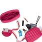 Quilted Pink Puffer Belt Bag with Striped Strap