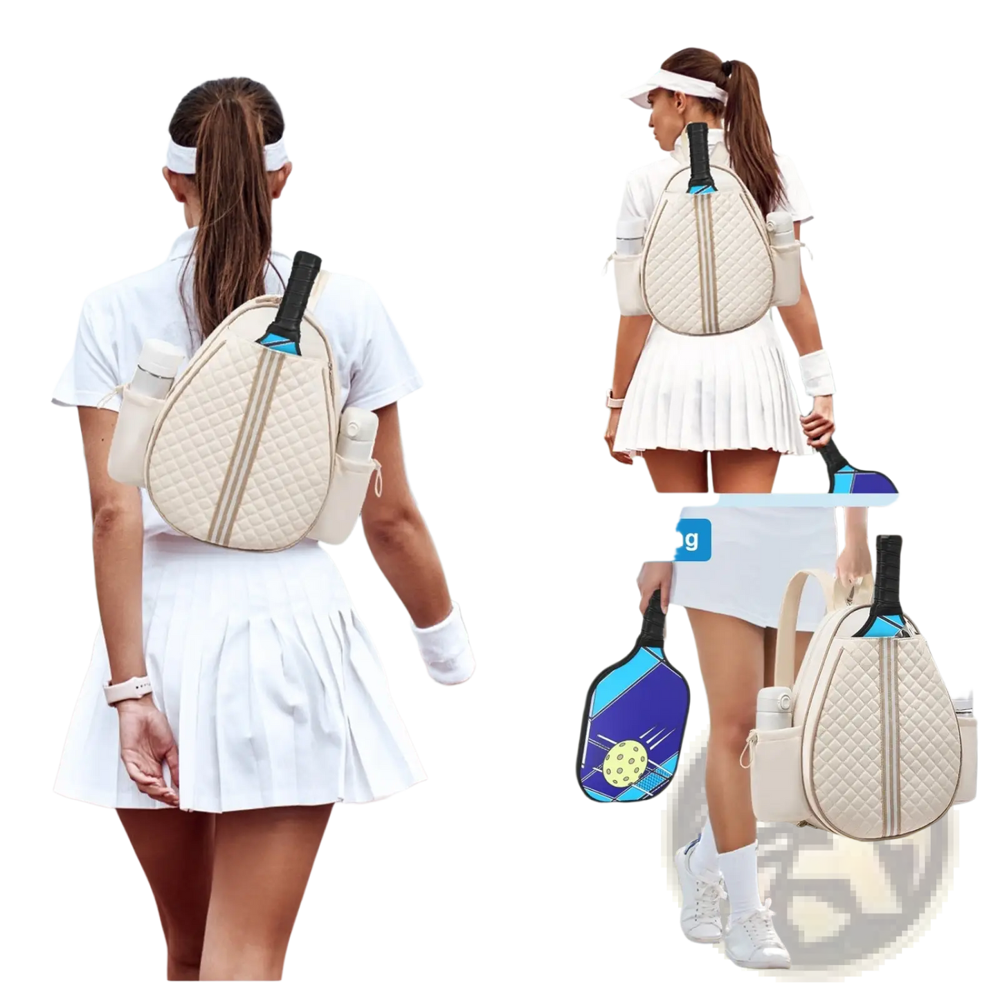 Quilted Waterproof Pickleball Sling Bag with Wet Pocket
