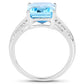 5.78 Carat Genuine Swiss Blue Topaz and White Topaz .925 Sterling Silver Ring