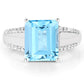5.78 Carat Genuine Swiss Blue Topaz and White Topaz .925 Sterling Silver Ring