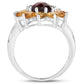 5.50 Carat Genuine Garnet and Citrine .925 Sterling Silver Ring