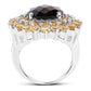 8.56 Carat Genuine Smoky Quartz & Citrine .925 Sterling Silver Ring