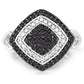 0.56 Carat Genuine White Diamond and Black Diamond .925 Sterling Silver Ring