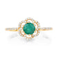 0.55 Carat Genuine Zambian Emerald and White Diamond 14K Yellow Gold Ring