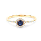 0.38 Carat Genuine Blue Sapphire and White Diamond 14K Yellow Gold Ring