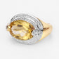 4.56 Carat Genuine Citrine and White Diamond .925 Sterling Silver Ring
