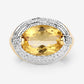 4.56 Carat Genuine Citrine and White Diamond .925 Sterling Silver Ring