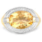 4.56 Carat Genuine Citrine and White Diamond .925 Sterling Silver Ring
