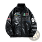 Racing Pu Leather Bomber Jacket Korean Style