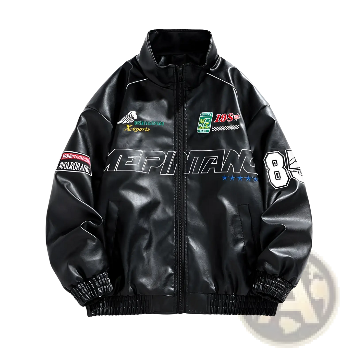 Racing Pu Leather Bomber Jacket Korean Style