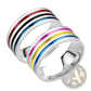 Rainbow Enamel Inlay Stainless Steel Unisex Band Ring