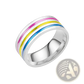 Rainbow Enamel Inlay Stainless Steel Unisex Band Ring