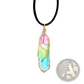 Rainbow Geometric Crystal Wire Wrapped Pendant Necklace