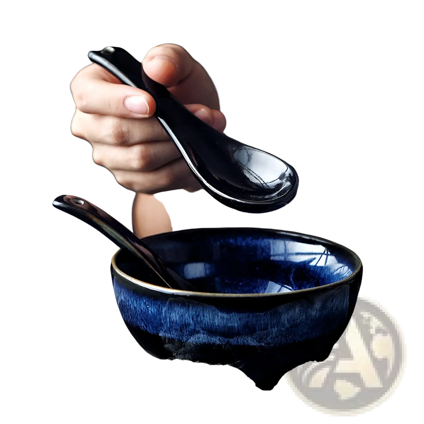 Ramen Bowl Ceramic 8.5 Inch Cat Eye Blue Noodle Bowl