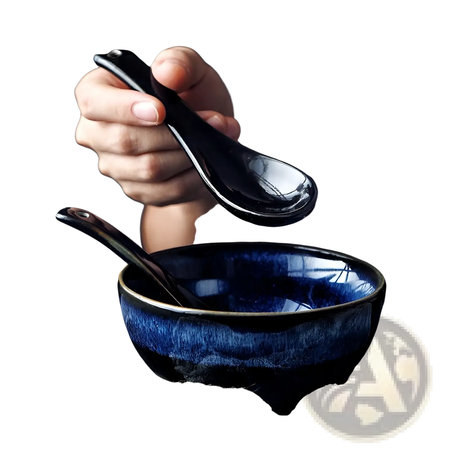Ramen Bowl Ceramic 8.5 Inch Cat Eye Blue Noodle Bowl