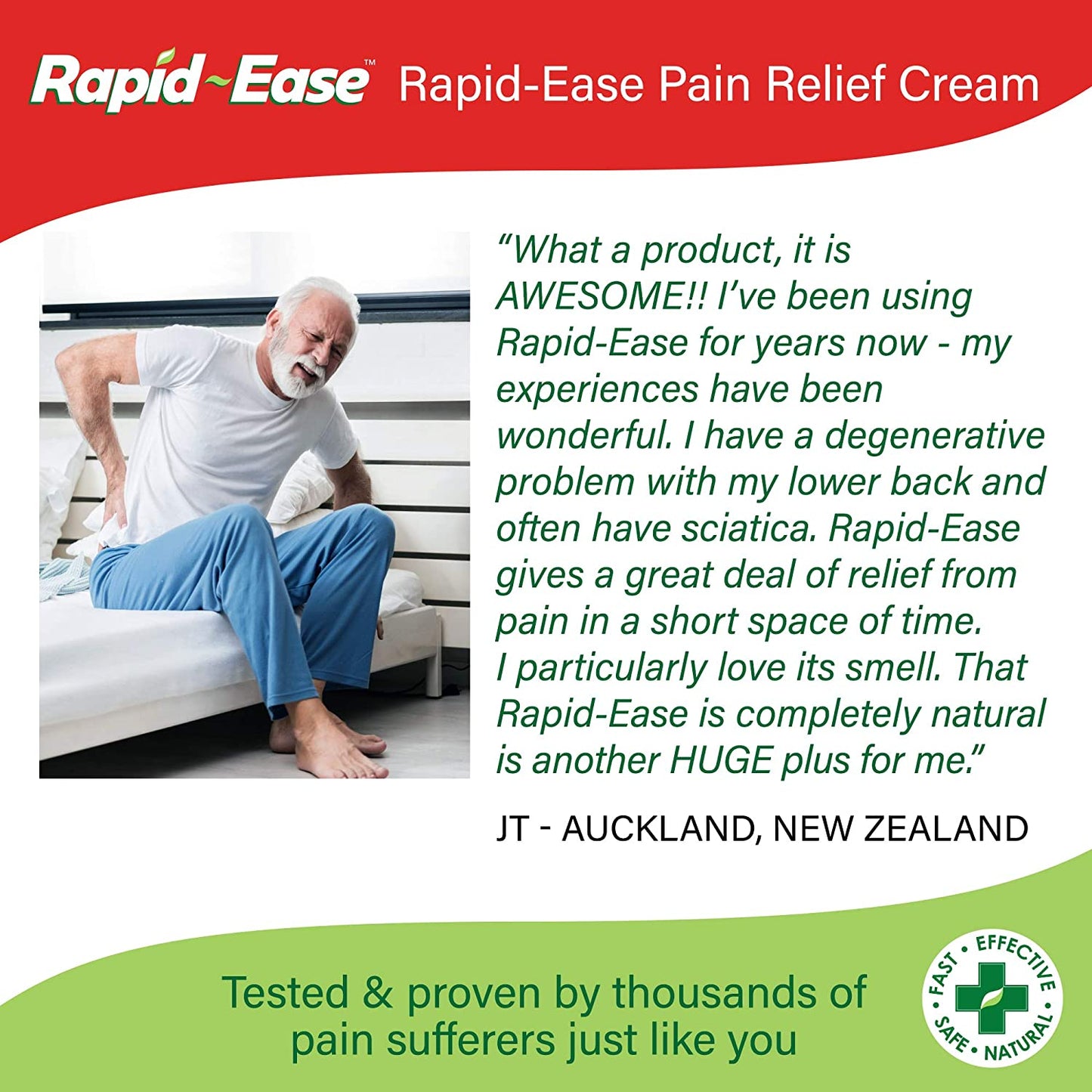 Rapid-Ease Pain Relief Cream - For Sprain, Strains, Muscle 7 Joint Pain - Menthol, Arnica & Comfrey Leaf