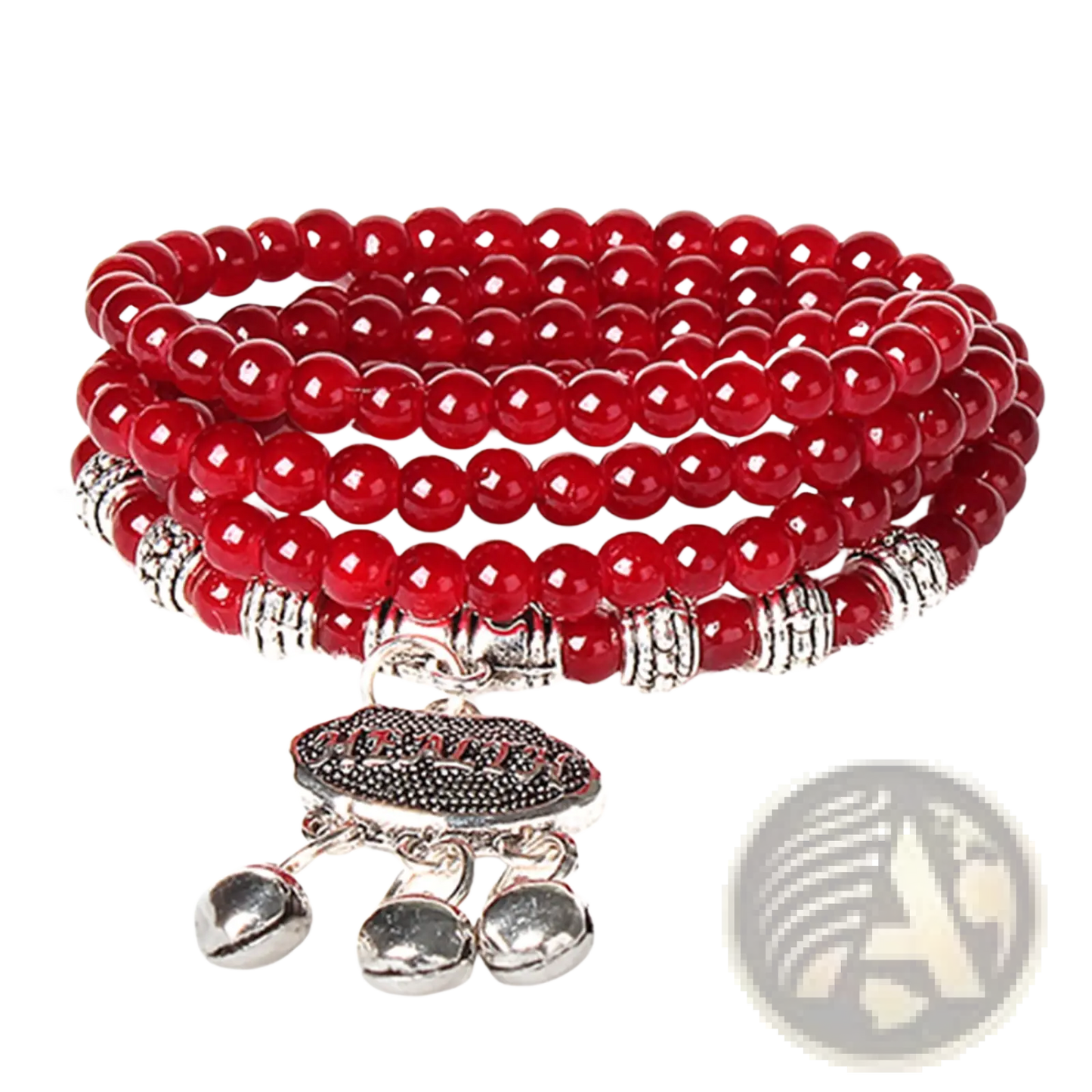 Red Agate Good Luck Bracelet with Engraved Protect Charm