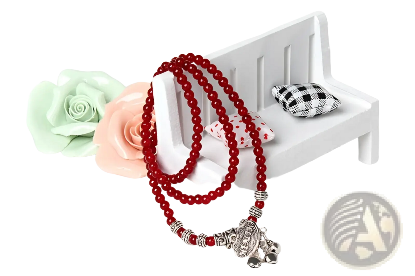 Red Agate Good Luck Bracelet with Engraved Protect Charm