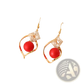 Red Bead and Crystal Geometric Gold Dangle Earrings