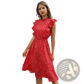 Red Floral Chiffon Ruffle Maxi Dress