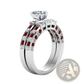 Red Wood and Zircon Inlay Couple Wedding Ring Set