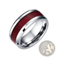 Red Wood and Zircon Inlay Couple Wedding Ring Set