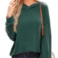 Relaxed Fit Ribbed Knit Bell Sleeve Hoodie