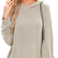 Relaxed Fit Ribbed Knit Bell Sleeve Hoodie