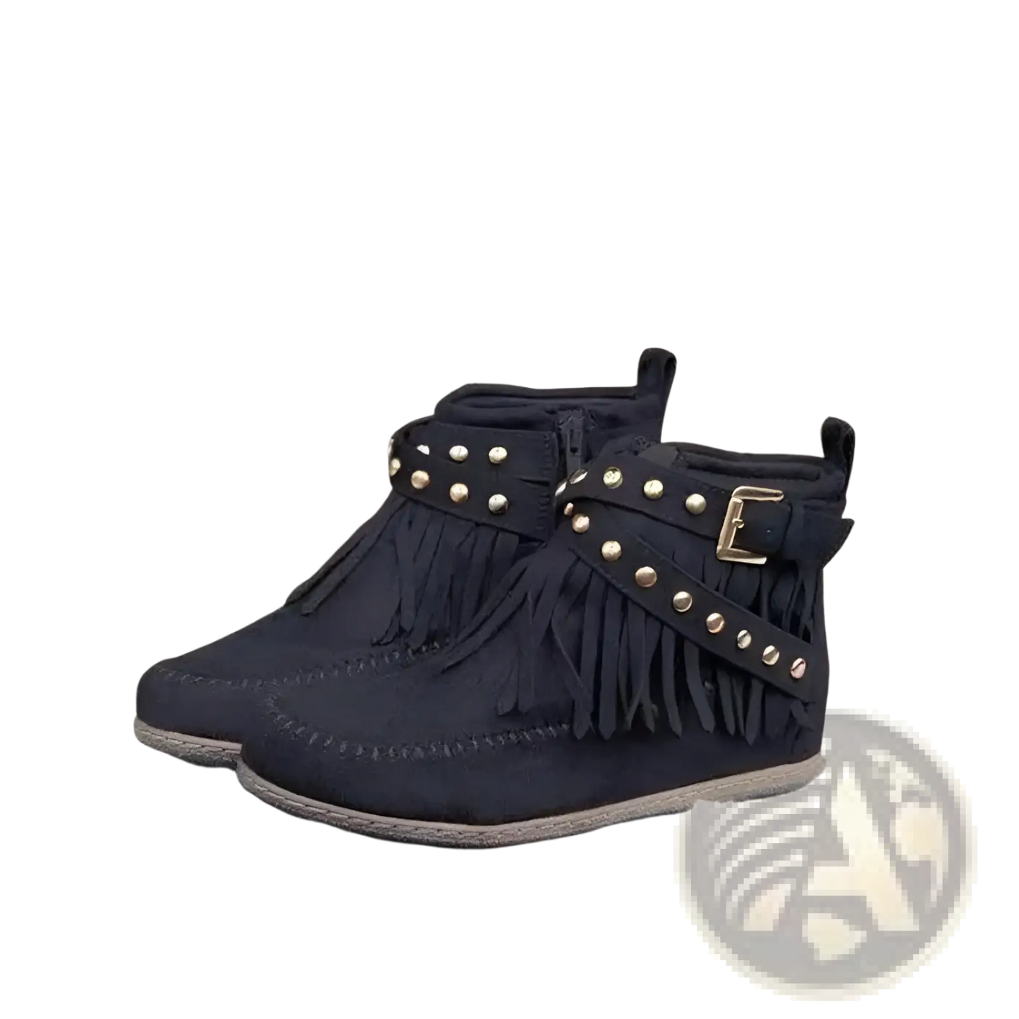 Retro Ankle Boots with Rivet Tassel Suede Flat Shoes