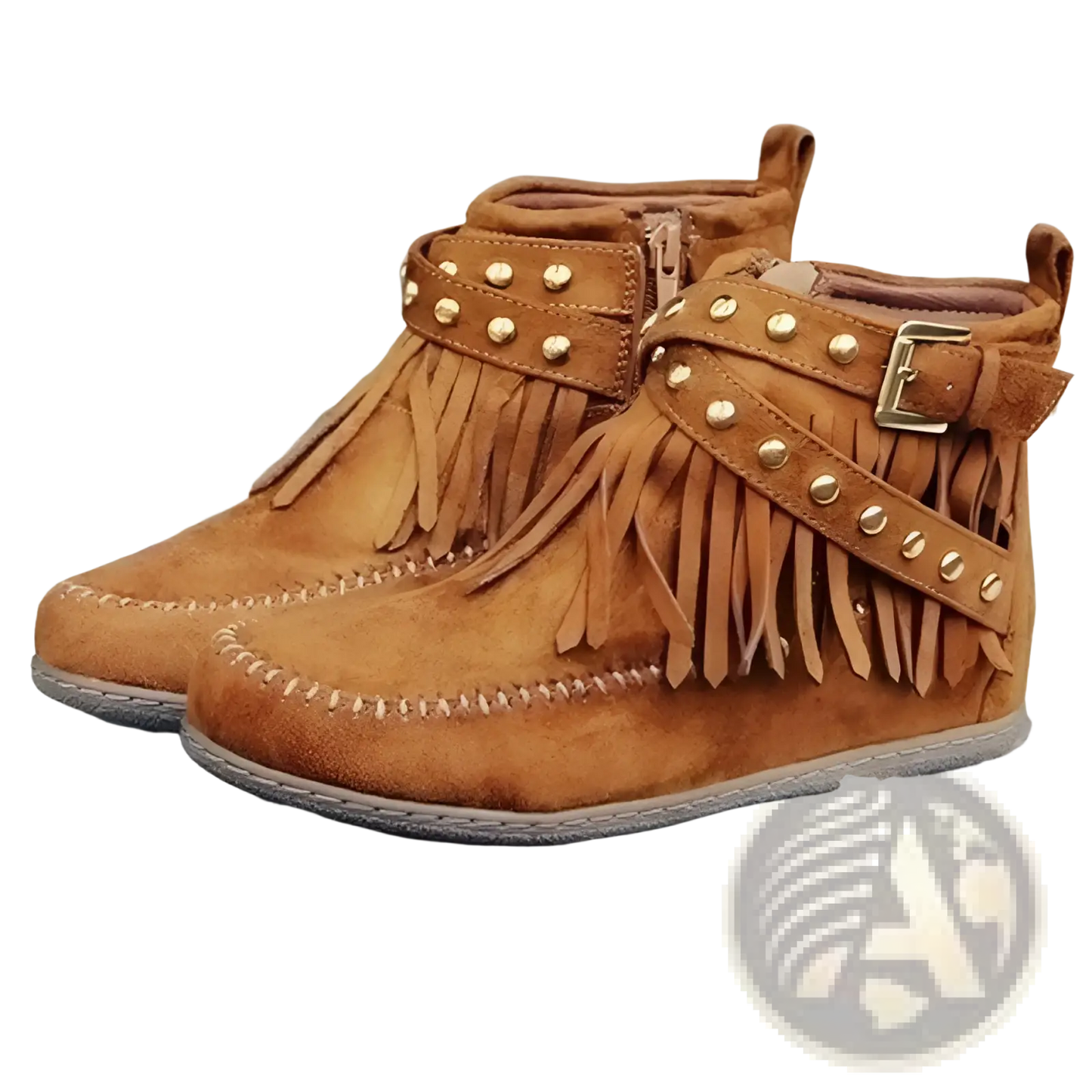 Retro Ankle Boots with Rivet Tassel Suede Flat Shoes