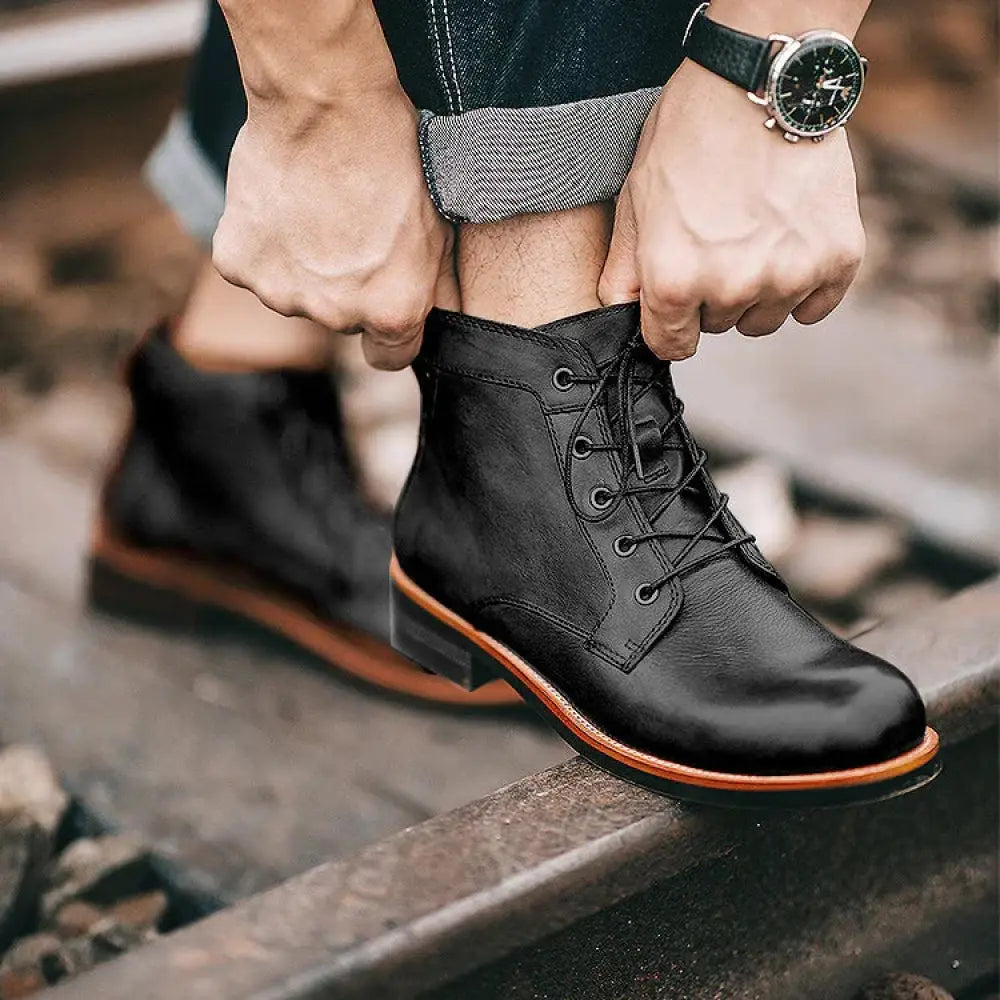 Men's Retro Leather Lace-up Ankle Boots