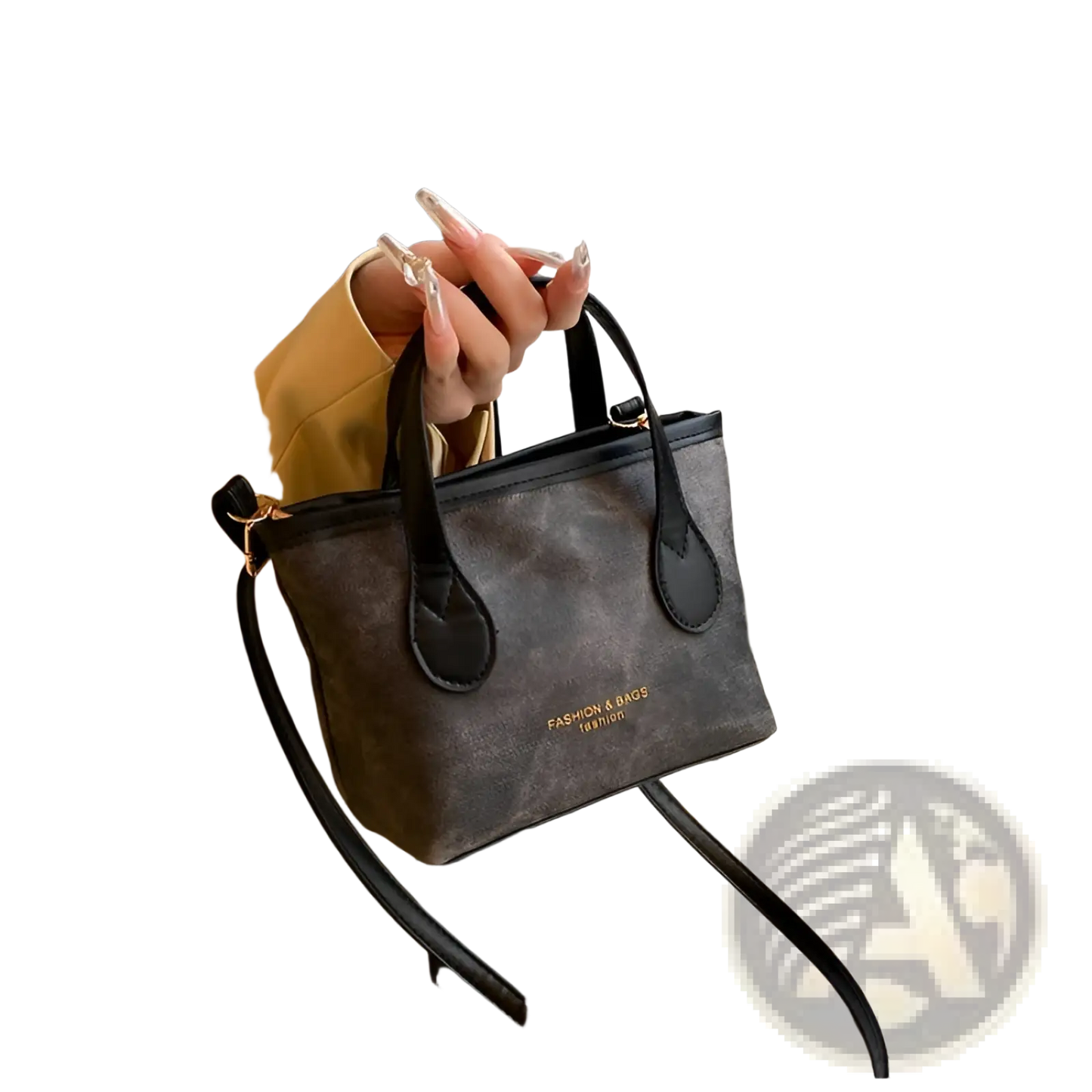 Retro Bucket Bag Textured Canvas Shoulder Handbag