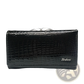 Retro Crocodile Pattern Leather Trifold Wallet with Clasp