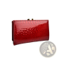 Retro Crocodile Pattern Leather Trifold Wallet with Clasp