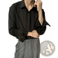 Retro Drape Wrinkle Resistant Satin Button Down Shirt